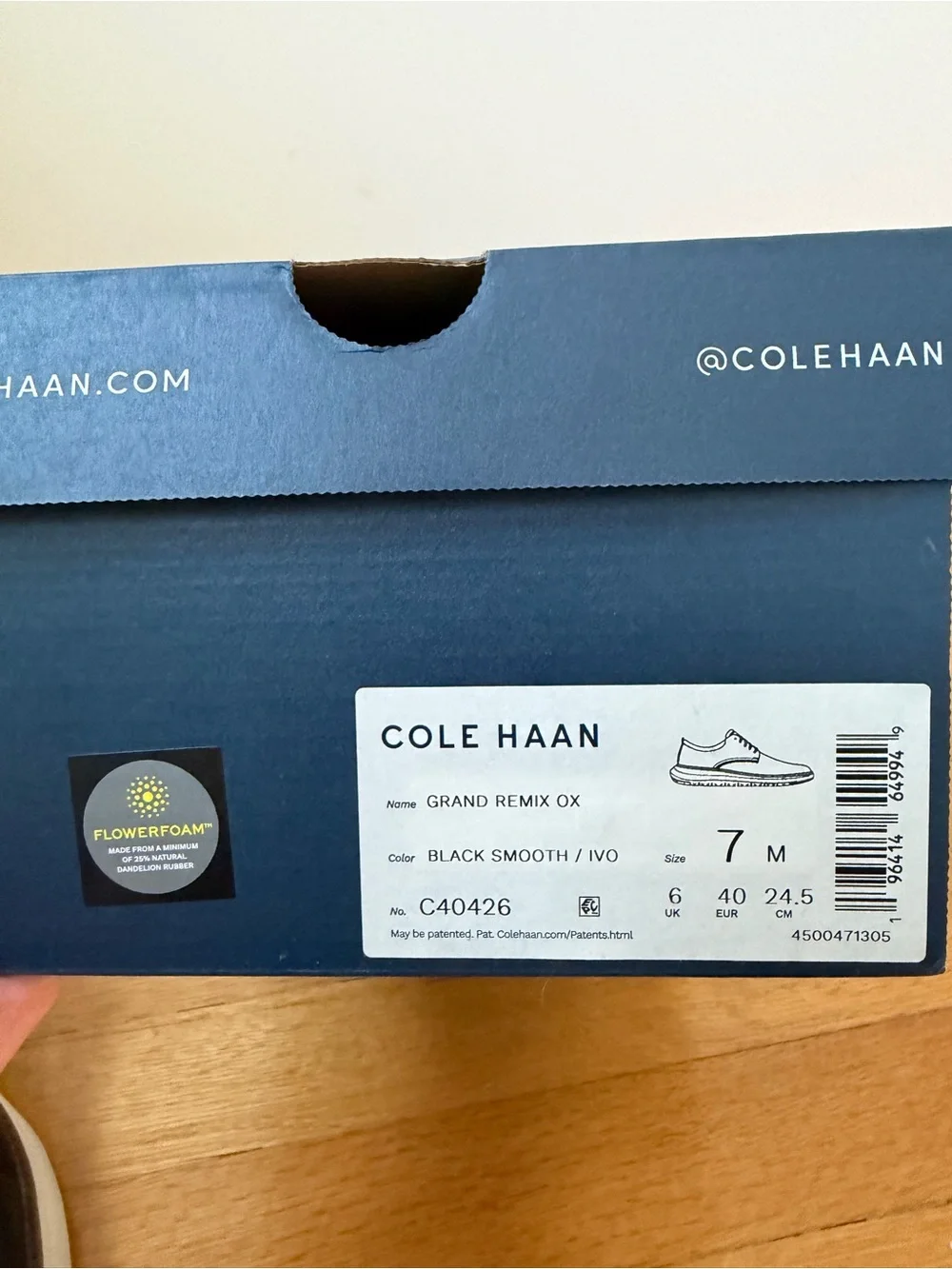 Cole Haan Black Leather Derby with White Sole